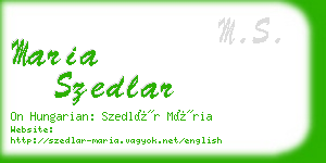 maria szedlar business card